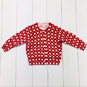 BOGO Old Navy Red & White Heart Print Cardigan 6-12M